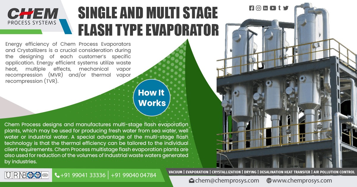 Single and Multi Stage Flash Type Evaporator System